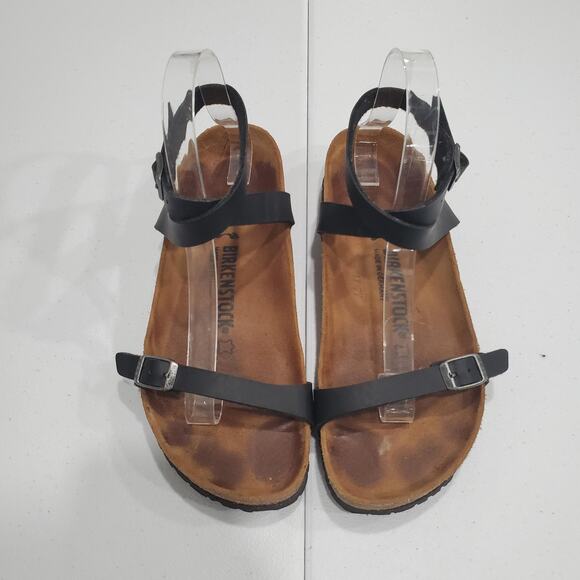 Birkenstock Sandals Womens Size 8 39 Black Daloa Ankle Strap Cork Footbed - Picture 2 of 9